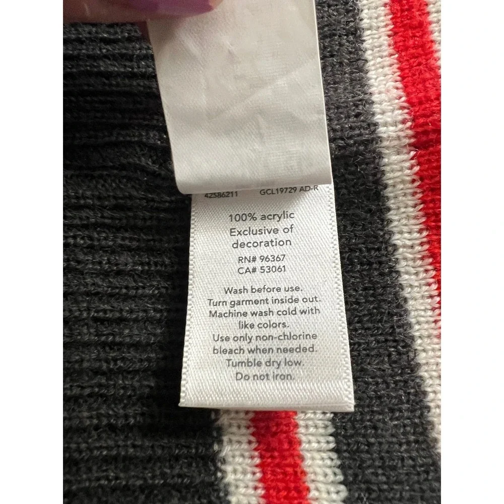 OshKosh Bgosh Kids Grey Red Fair‎ Isle Knit Beanie Hat Size 4-7 OSH19734